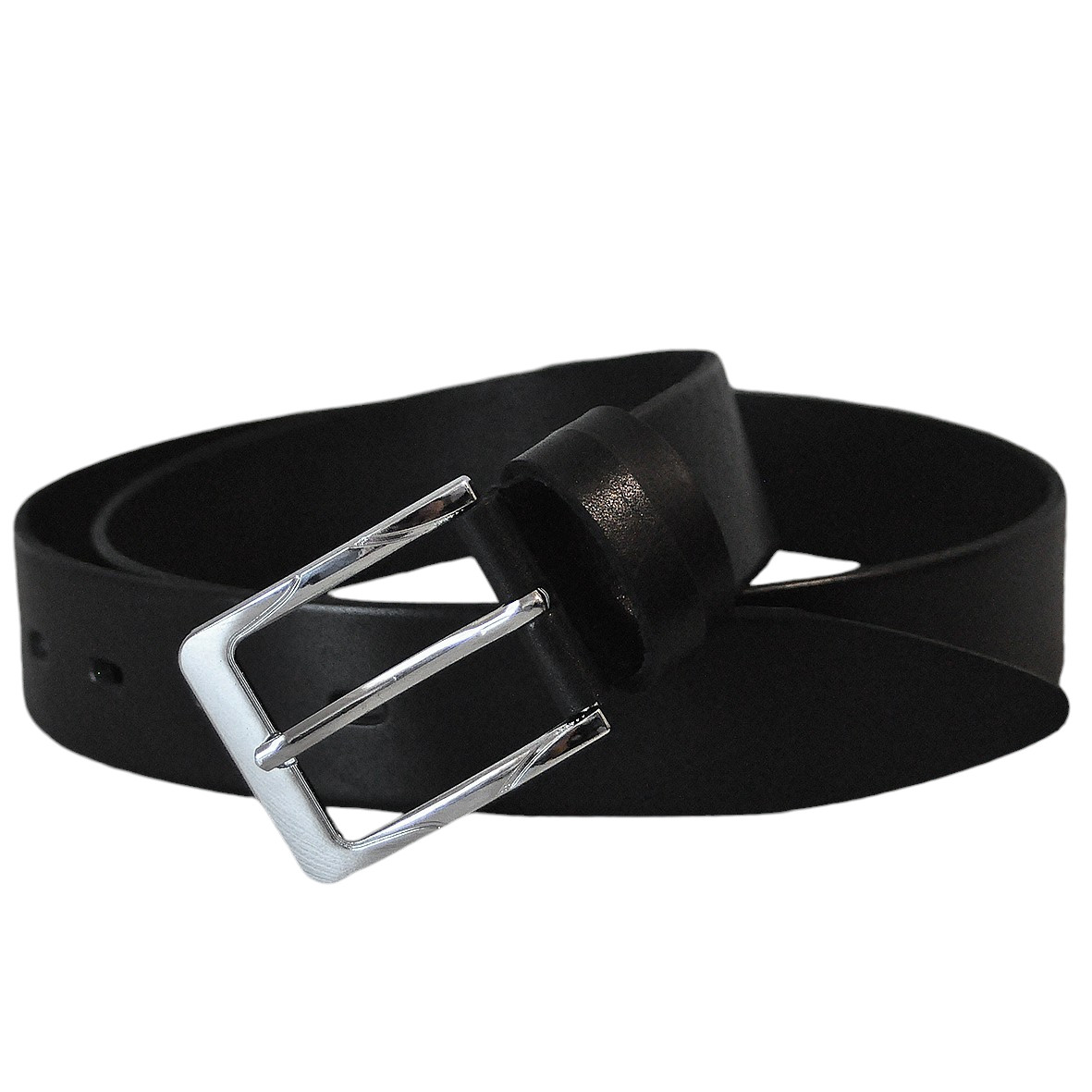 Ремінь чоловічий брючний(чорний) шкіряний гладкий Арт.:RMBKG002-35