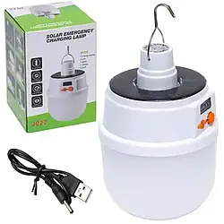 Ліхтар для кемпінгу акумуляторний, лампочка з гачком 2022 Solar Emergency Charging Lamp сонячна й акк.