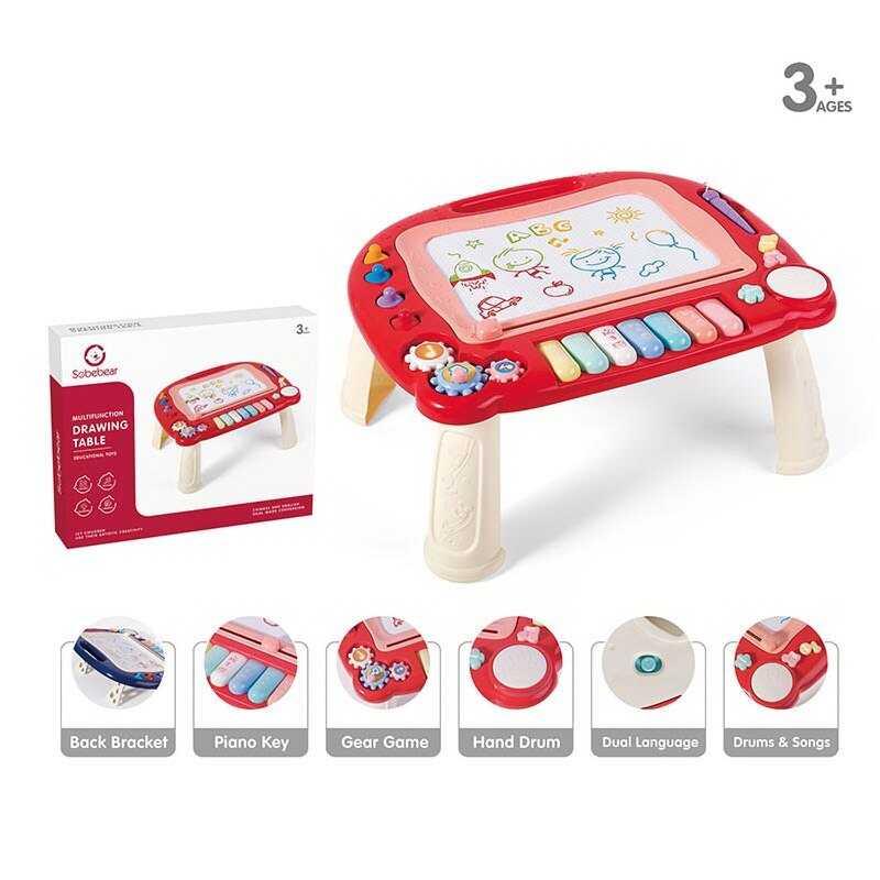 Музична дошка YL 609 AB ЧЕРВОНА, 2в1, магнітна, мелодії, звуки, пісні, піаніно, англ.озвучування, в коробці, фото 1