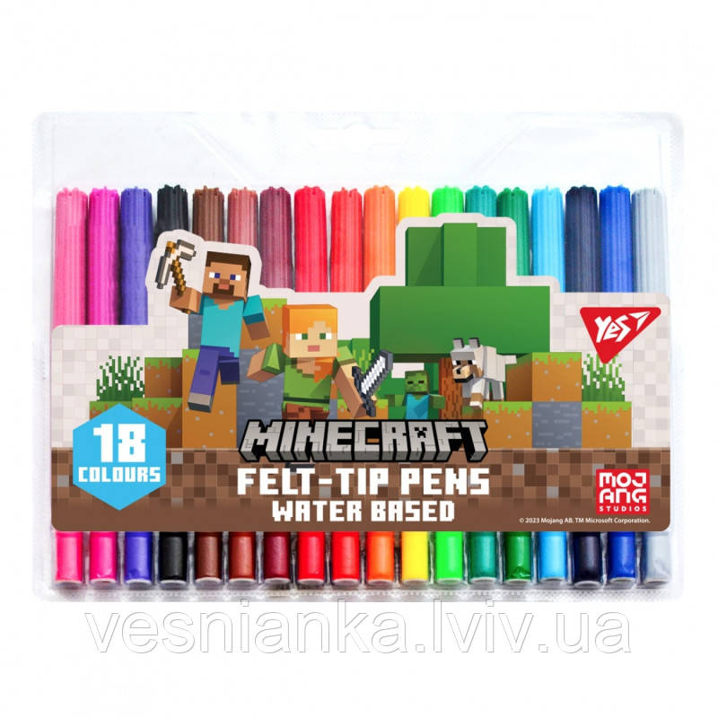 Фломастери 18 кол. на водній основі "Minecraft" 650549 Yes