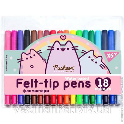 Фломастери 18 кол. на водній основі "Pusheen" 650533 Yes