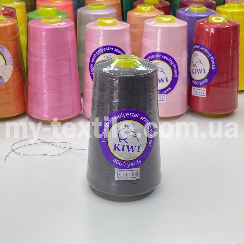 Нитки швейні конус 40/2 4000 ярдів Kiwi Сливовий, фото 1