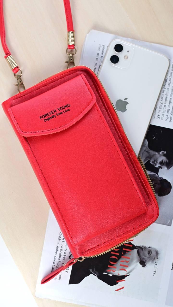 Гаманець клатч жіночий червоний на блискавці код 487, фото 1