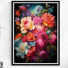 Набір алмазна мозаїка Нічні півонії 40х30 см