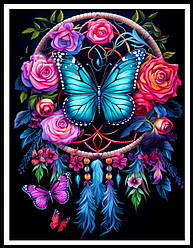 Набір алмазна мозаїка Ловець снів з метеликом 40х30 см