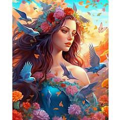 Набір алмазна мозаїка Дівчина-природа 40х30 см