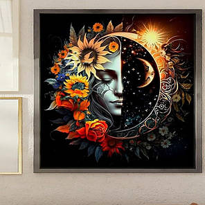 Набір алмазна мозаїка Дівчина-місяць 30х30 см, фото 2