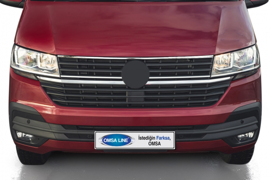 Накладка на верх решітки радіатора OmsaLine для Volkswagen T6 2019+ Хром решітка Фольксваген Т6 1 шт., фото 1
