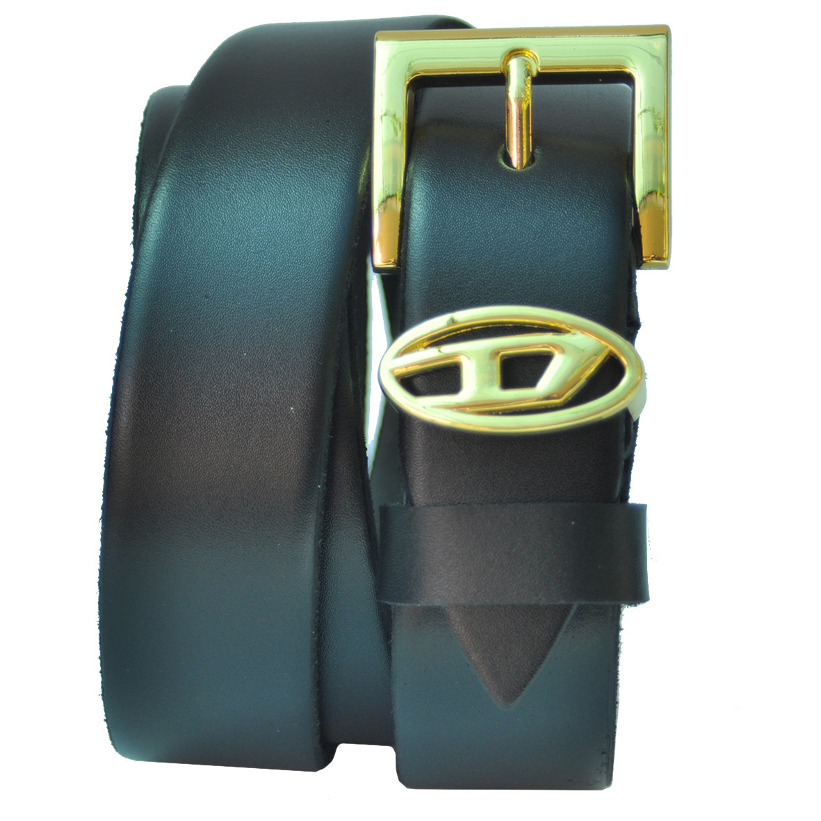 Ремінь жіночий шкіряний, чорний, пряжка золото, 30 мм