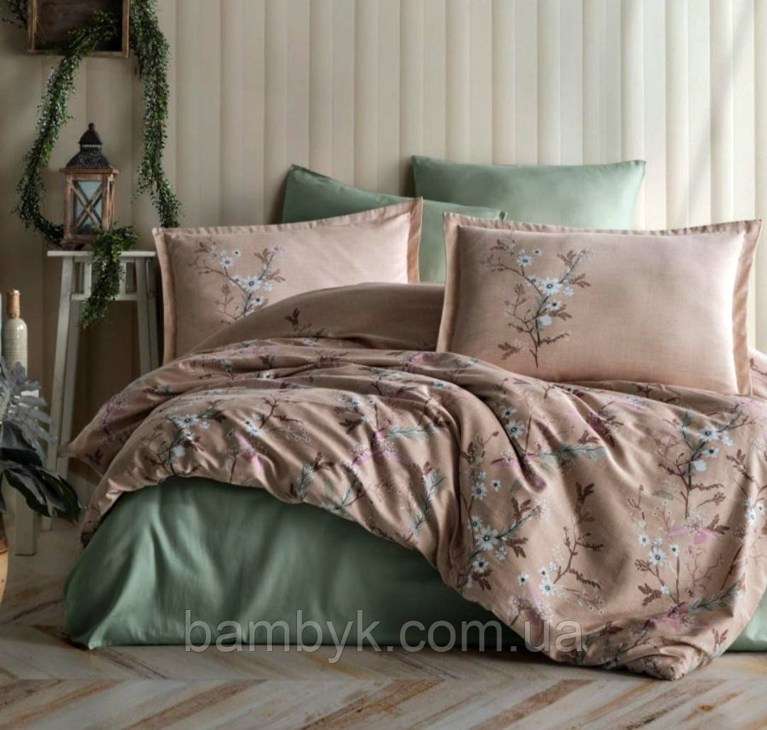 Постільна білизна Clasy "Barleta V-1" сатин DeLux преміум євро-розміру бавовняна Туреччина