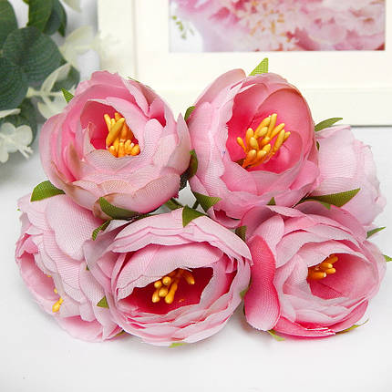 Букетик півонії з тичинками 4 см, світло-рожевий, фото 2