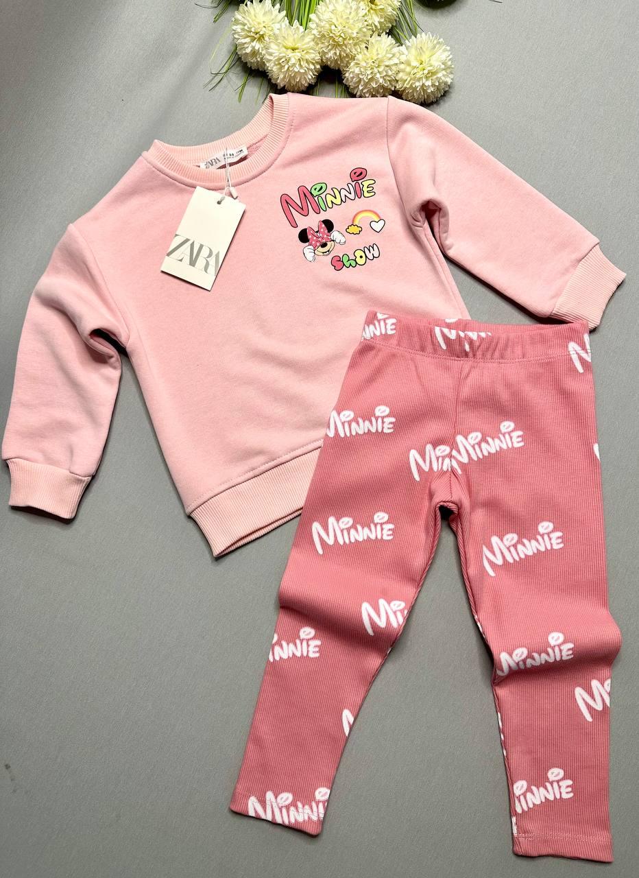 Осенний костюм на девочкус Минни, Костюм Zara Мматериал тринитка  без капюшона, Весенний костюм на девочку, фото 1