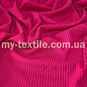 Трикотаж Мустанг рубчик (Лапша) 3x2 Яскраво-рожевий