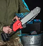 Пила електрична ланцюгова акумуляторна ручна M-9020 2 акумулятори шина 12 SV227, фото 3