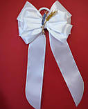 Бант білий Шкільний Бантик в школу Заколка Большой бант Великий бант колоски з колосками Колосок Резинка, фото 2