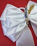 Бант білий Шкільний Бантик в школу Заколка Большой бант Великий бант колоски з колосками Колосок Резинка, фото 4