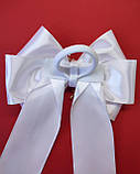 Бант білий Шкільний Бантик в школу Заколка Большой бант Великий бант колоски з колосками Колосок Резинка, фото 3