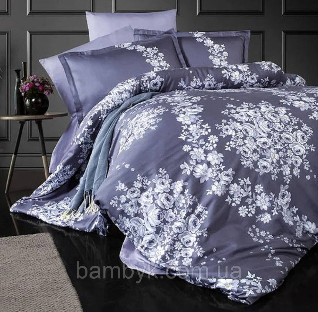 Постільна білизна Clasy "Melrose V-2" сатин DeLux преміум євро-розміру бавовняна Туреччина