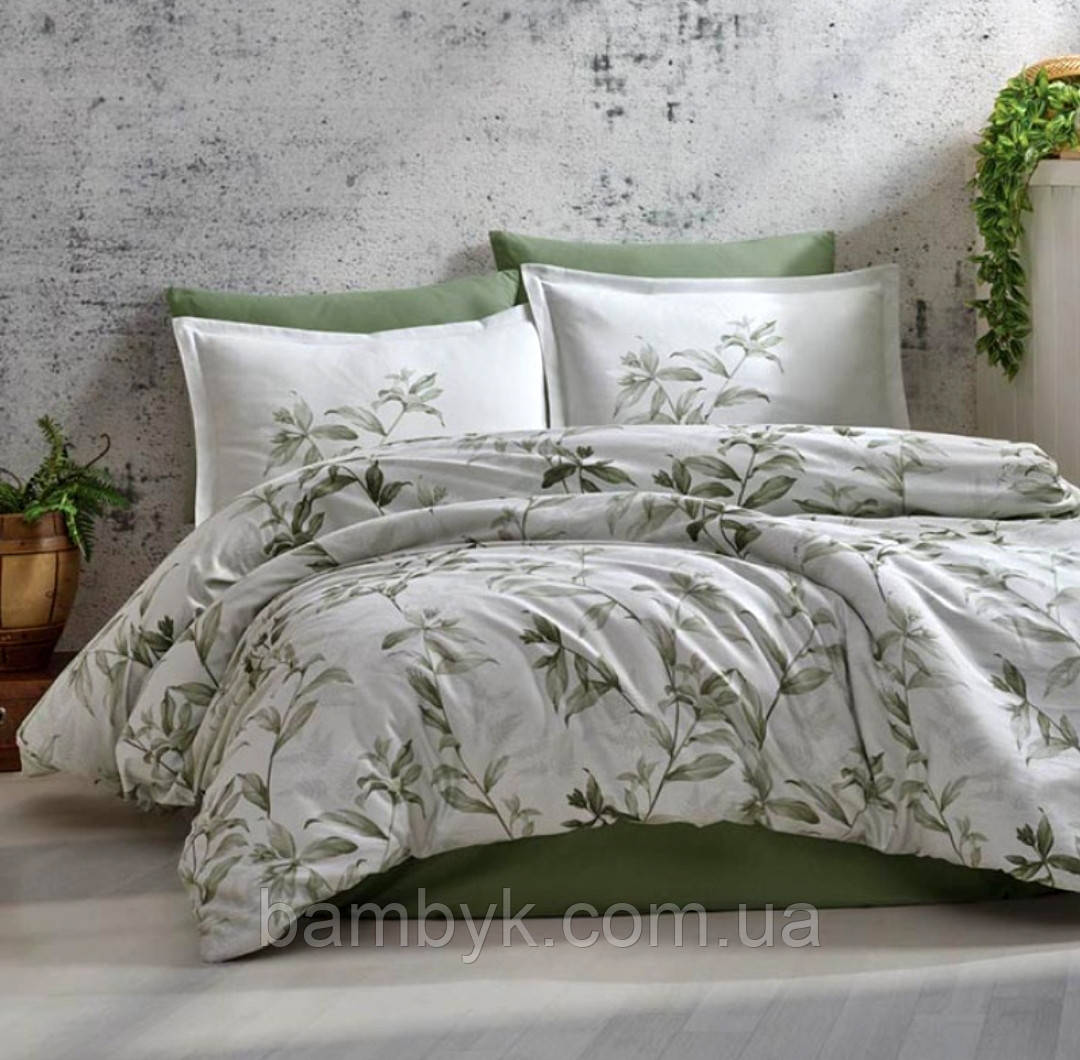 Постільна білизна Clasy "Mass V-2" сатин DeLux преміум євро-розміру бавовняна Туреччина