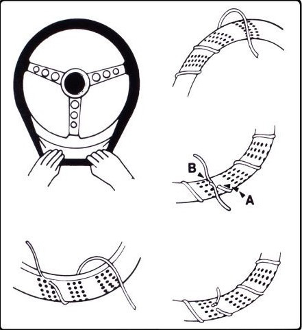 Обплетення на кермо чорна перфорована зі шнурком, фото 1