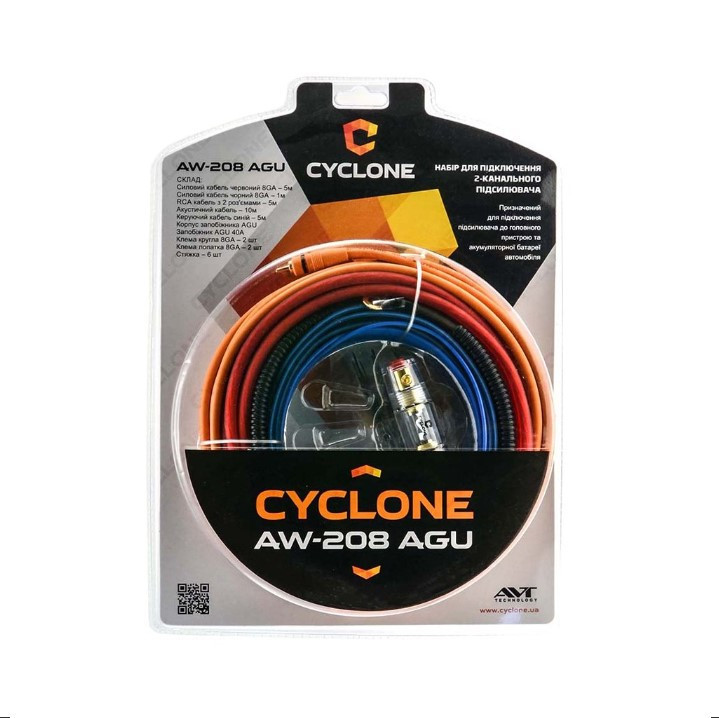 Набір для підключення 2-канального підсилювача CYCLONE AW-208 AGU, фото 1