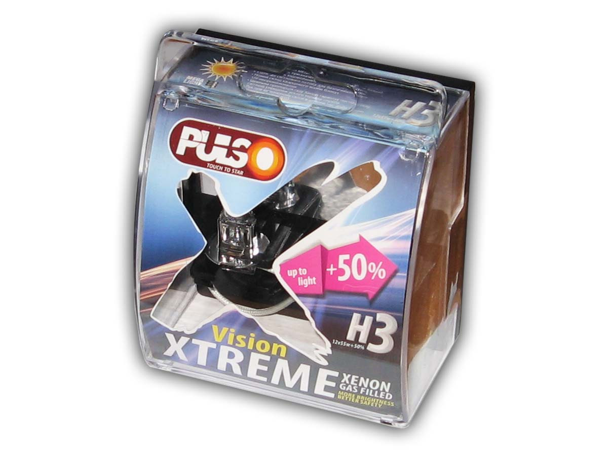 Галогенка H3 PULSO 12V 55W +50% LP-32553 X-treme Vision/plastic box (пара), фото 1