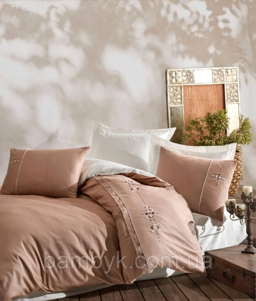 Постільна білизна Saheser "Mina" сатин DeLux преміум євро-розміру бавовняна Туреччина