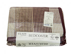 Покривало Vladi бавовняне літнє карта 140*200 полуторне біло-пісочно-бордо гуртом