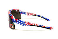 Окуляри захисні Global Vision Holeshot USA Flag (gray), сірі в оправі прапор США, фото 8