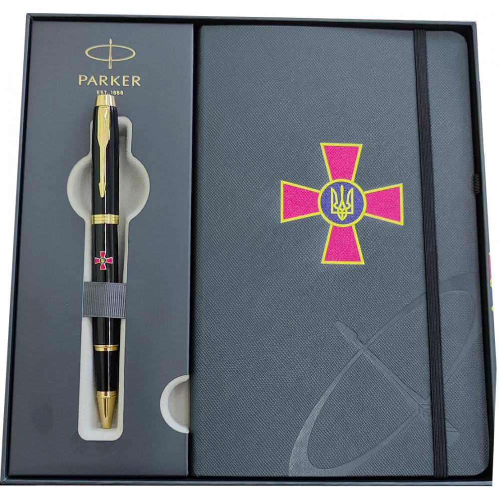 Набір Parker IM ARMY Black GT RB Емблема ВСК (ручка-ролер + блокнот Parker), фото 1