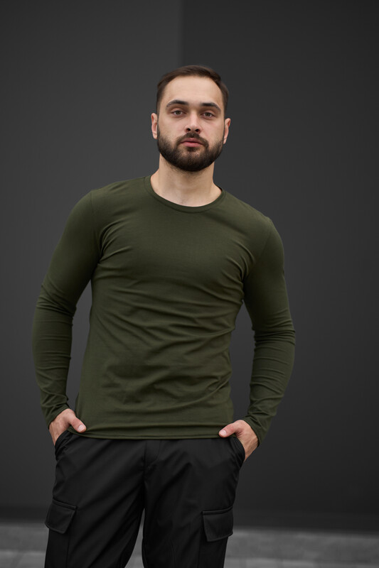 Базовий чоловічий лонгслів Intruder кольору хакі Pulse, фото 1