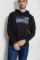 Худи мужской на флисе с капюшоном, цвет черный, 244R2196