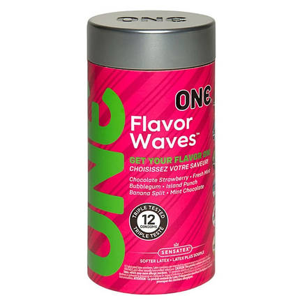 Набір презервативів з різними уподобаннями ONE Flavor Waves (ціна за упаковку 12 шт), фото 1