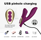 Подвійний вакуумно-хвильовий вібратор для жінок від USB, Силіконовий кліторально-вагінальний стимулятор, Інтимні, фото 3