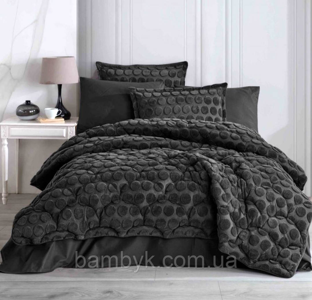 Постільний комплект з ковдрою 200x220 Clasy "Perla" простирадло на гумці 160x200 4-наволочки Туреччина