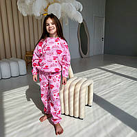 Піжама для дівчинки Барбі рожевий утеплений домашній костюм Barbie для дому та сну