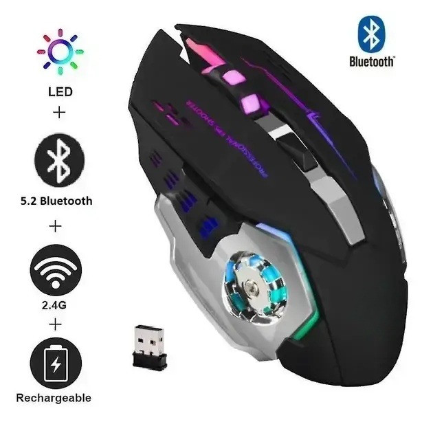 Бездротова мишка з RGB-підсвіткою BT T2 Миша для ПК Мишка з підсвіткою Комп'ютерна мишка