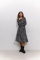 Сукня Azuri віскоза міді довгий рукав принт квіти 48 чорна