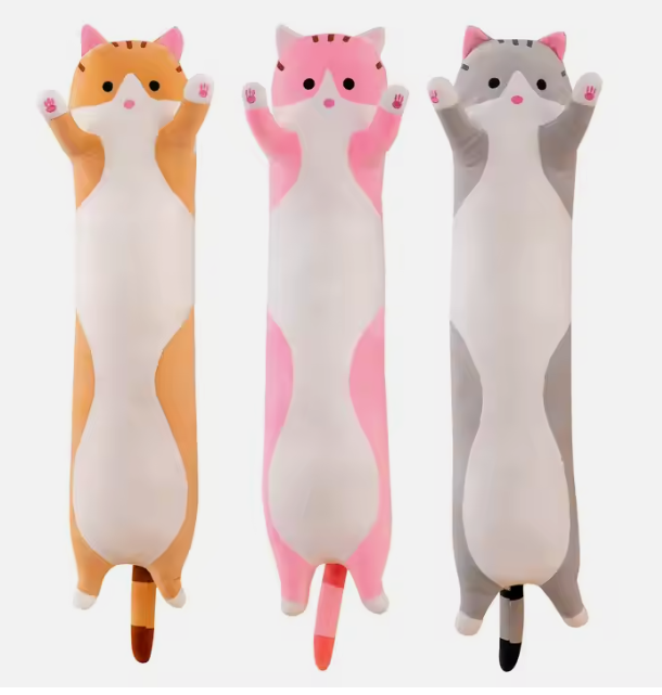 М'яка плюшева іграшка Довгий Кіт Батон котейка-подушка 90 см. Три кольори, фото 1