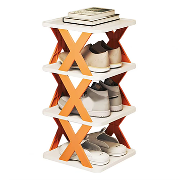Підставка полиця для взуття пластикова універсальна на 3 секції 48*23*25см помаранчева