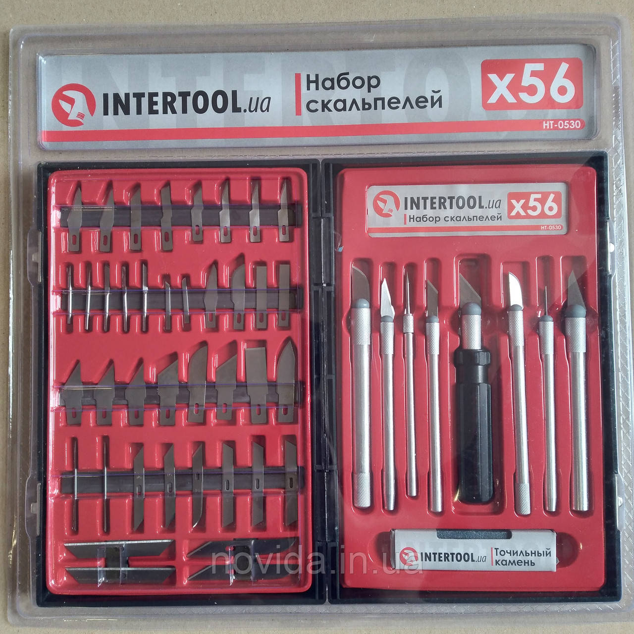 Набір скальпелів 56 од. у пластиковому футлярі INTERTOOL HT-0530