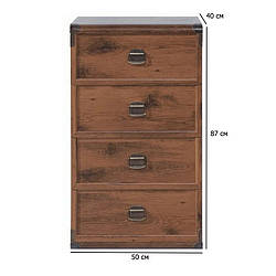 Невеликий комод Індіана JKOM 4S 50 см дуб шутер у стилі кантрі у підліткову кімнату