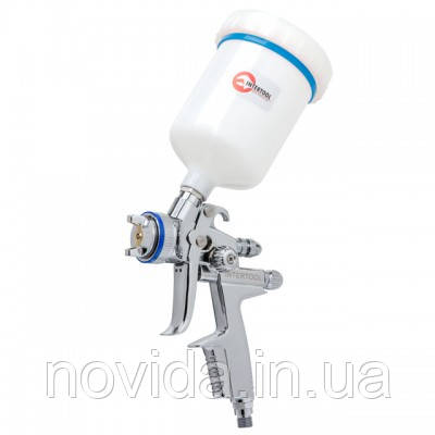 Краскопульт пневматичний HVLP II професійний, форсунка 1.3мм, бачок 600мл, INTERTOOL PT-0105