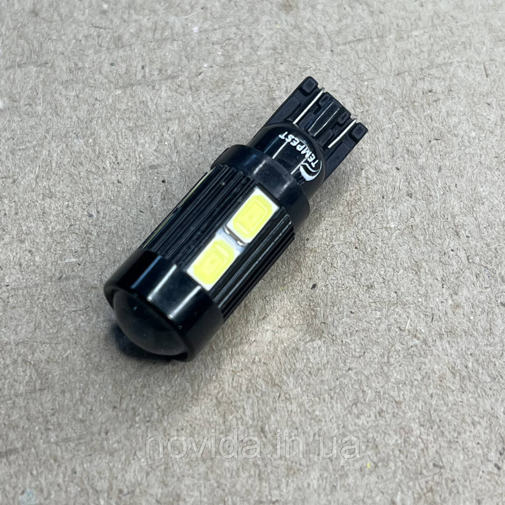Лампа LED габарит б/ц, панель приладів 24V T10 (W5W) W2.1x9.5D 10SMD CANBUS WHITE (tmp-L1180CH-24) 49051190037