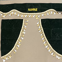 Штори кабіни КАМАЗ (ламбрекен лобового скла, куточки бокового скла) зелені 5410-8219110-02