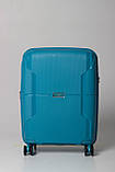 Валіза мала S поліпропілен блакитна 55х40х21+5см/47л/2.6кг/Airtex 245, фото 6