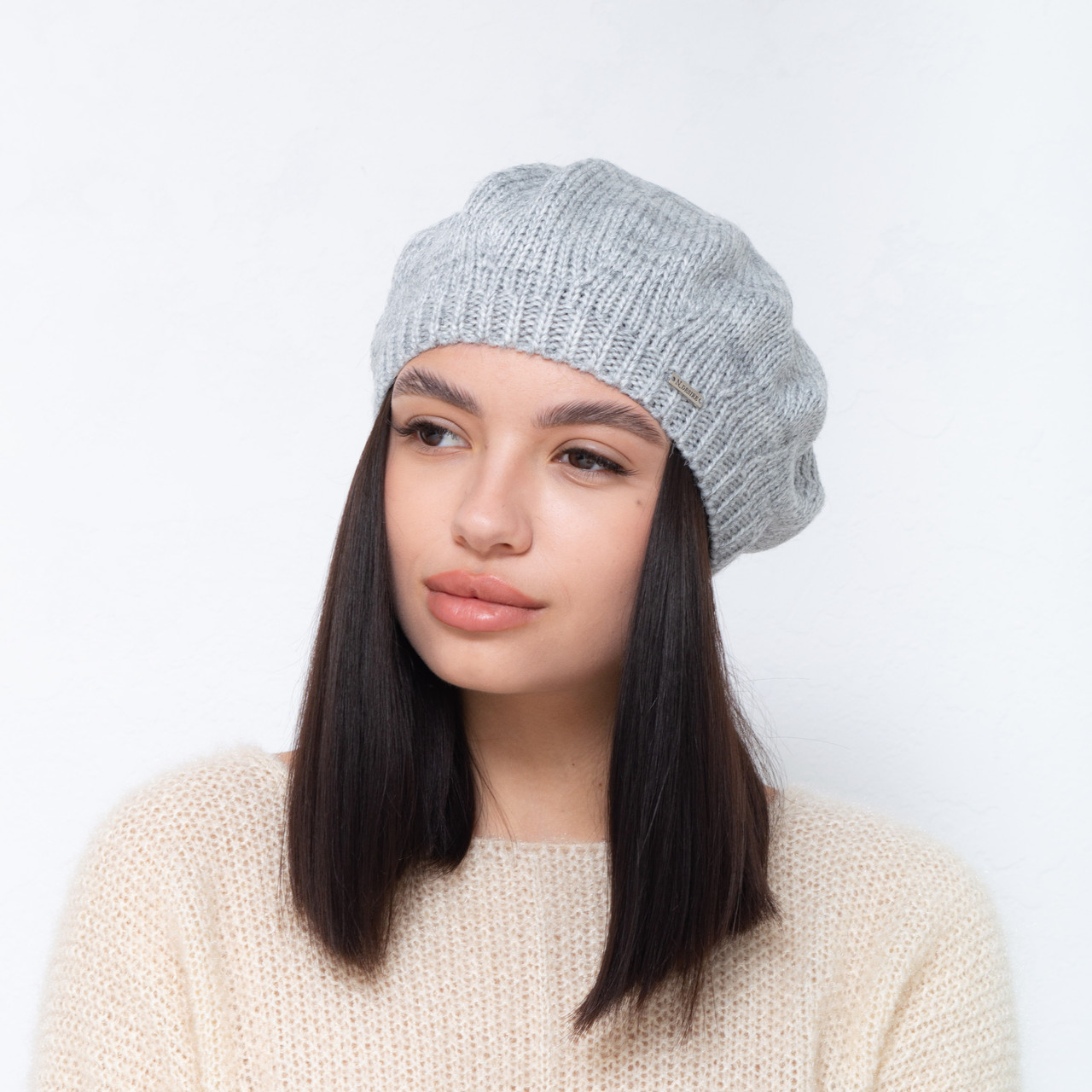 Берет Nicole (шерсть) 030 сірий меланж