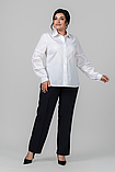 Сорочка Неллі поплінова класична, з пишними рукавами, прошва на рукавах великих розмірів 50-60 біла, фото 2