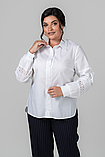 Сорочка Неллі поплінова класична, з пишними рукавами, прошва на рукавах великих розмірів 50-60 біла, фото 4