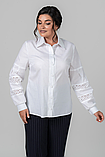 Сорочка Неллі поплінова класична, з пишними рукавами, прошва на рукавах великих розмірів 50-60 біла, фото 6